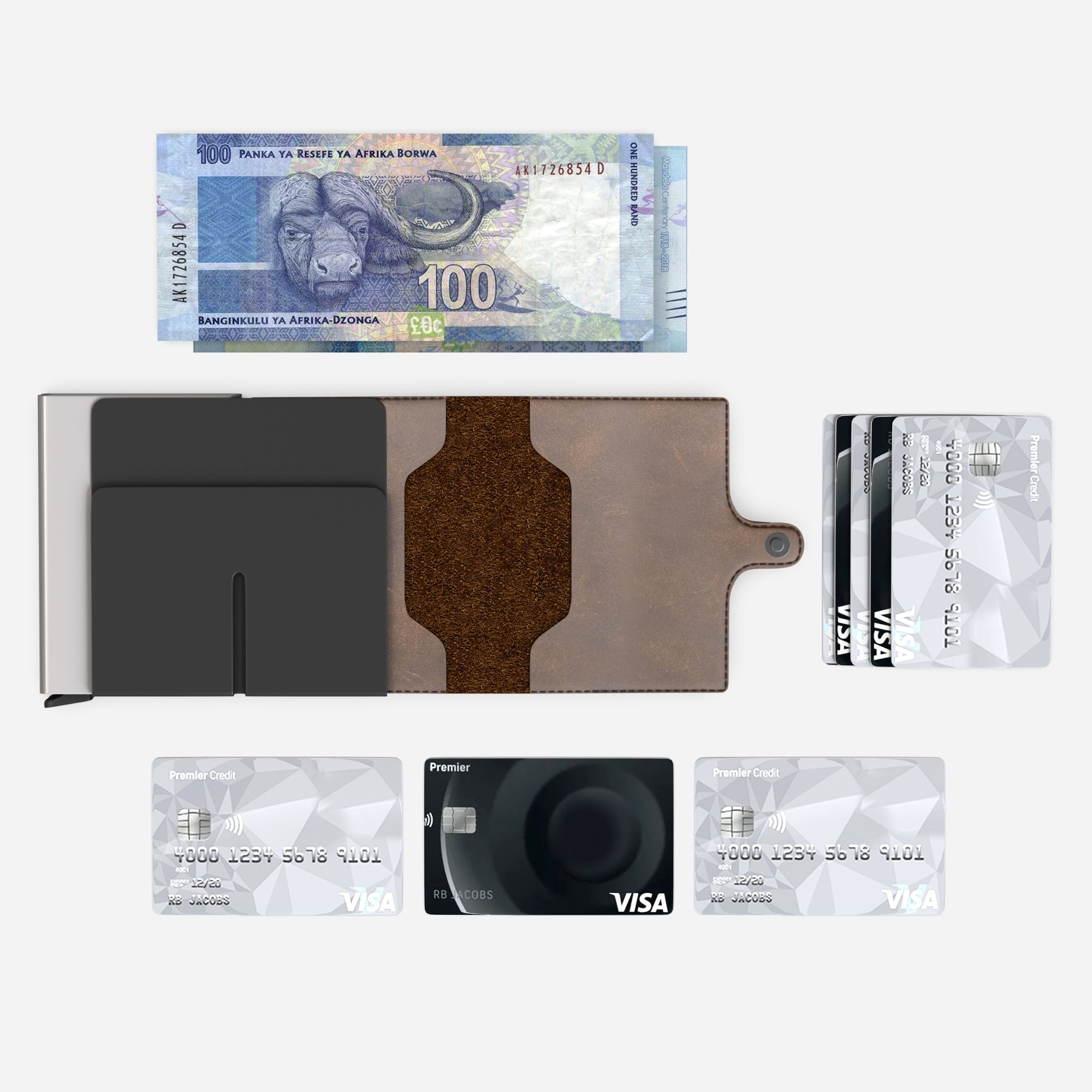 Double Pop Up Wallet Genuine Leather