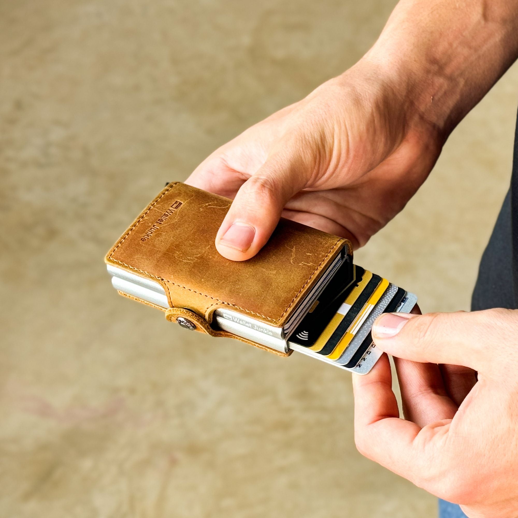 Double Pop Up Wallet Genuine Leather